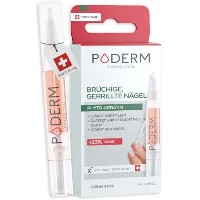 PODERM 5-in-1 Stift für Brüchige, Rillige, Geschwächte, Beschädigte & Splitternde Nägel 4 ML Twist & Go Extra Starker Nagelhärter mit Phyto-Keratin Entwickelt von einem Podologen in der Schweiz PODERM 5-in-1 Stift für Brüchige, Rillige, Geschwächte, Beschädigte & Splitternde Nägel 4 ML Twist & Go Extra Starker Nagelhärter mit Phyto-Keratin Entwickelt von einem Podologen in der Schweiz