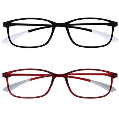 OPULIZE Ice Lesebrille 2er Pack Ultraleicht Rahmen Kratzfest Mattschwarz Kristallgrauen Spitzen Kristalldunkelrot Mit Grauen Spitzen Herren Damen RR61-1Z +3.00 OPULIZE Ice Lesebrille 2er Pack Ultraleicht Rahmen Kratzfest Mattschwarz Kristallgrauen Spitzen Kristalldunkelrot Mit Grauen Spitzen Herren Damen RR61-1Z +3.00