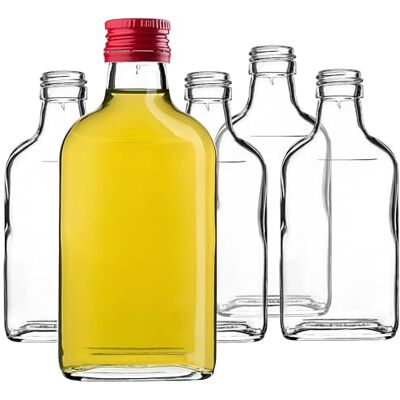 KADAX 10er Set Flachmann 200ml, kleine Glasflaschen mit Schraubverschluss, Fläschchen, leere Flaschen zum Befüllen, mini Likörflaschen, Schnapsflaschen (Rot) KADAX 10er Set Flachmann 200ml, kleine Glasflaschen mit Schraubverschluss, Fläschchen, leere Flaschen zum Befüllen, mini Likörflaschen, Schnapsflaschen (Rot)