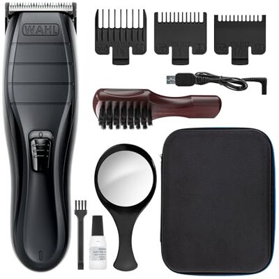 Wahl Close Cut USB-Haarschneider für Herren, kabellos, 0,3 mm Schnitt Extrem gründlicher, präziser Haarschnitt, 120 Minuten Laufzeit, Pflege-Set, Lithium-Akku, Griff aus Silikon Wahl Close Cut USB-Haarschneider für Herren, kabellos, 0,3 mm Schnitt Extrem gründlicher, präziser Haarschnitt, 120 Minuten Laufzeit, Pflege-Set, Lithium-Akku, Griff aus Silikon