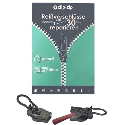Clip&Zip Reparatur Schieber Nylon Zipper (Schwarz, 8) Clip&Zip Reparatur Schieber Nylon Zipper (Schwarz, 8)