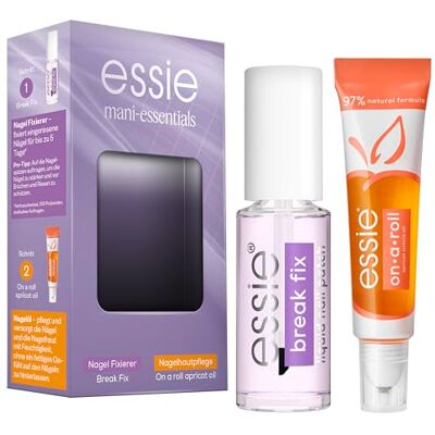 essie mani-essentials set, Nagelreparaturset mit break fix Nagelfixierer und cuticle care on a roll apricot oil für reparierte und gepflegte Nägel essie mani-essentials set, Nagelreparaturset mit break fix Nagelfixierer und cuticle care on a roll apricot oil für reparierte und gepflegte Nägel