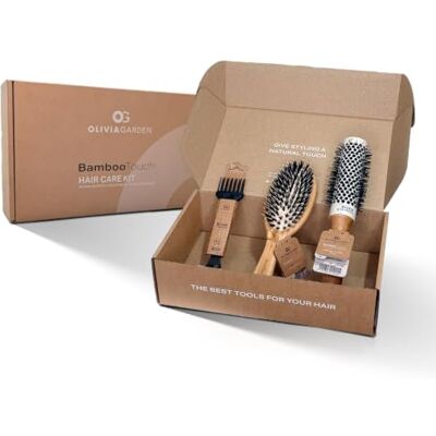 Olivia Garden Bamboo Touch Haarpflege Box Bürstenset mit Detangle Combo S, Thermo Blowout Brush 33 & Bonus Bürstenreiniger Geschenkbox mit einem natürlichen Touch Olivia Garden Bamboo Touch Haarpflege Box Bürstenset mit Detangle Combo S, Thermo Blowout Brush 33 & Bonus Bürstenreiniger Geschenkbox mit einem natürlichen Touch