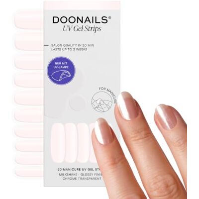 Doonails ® UV Gel Strips Milkshake Leicht transparentes Rosa – Nagelfolie UV härtend, 20 Strips für 2 Maniküren – Halt bis zu 14 Tage, HEMA-frei & vegan Doonails ® UV Gel Strips Milkshake Leicht transparentes Rosa – Nagelfolie UV härtend, 20 Strips für 2 Maniküren – Halt bis zu 14 Tage, HEMA-frei & vegan