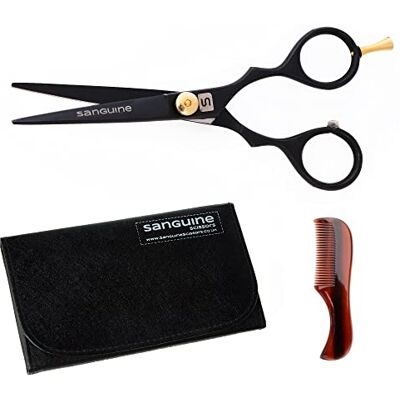 Sanguine Schnurrbart Schere, Bartpflege Schere, Extrem Scharf, Schwarz, 11.5 cm. Super auch für Augenbrauen + mit Etui Sanguine Schnurrbart Schere, Bartpflege Schere, Extrem Scharf, Schwarz, 11.5 cm. Super auch für Augenbrauen + mit Etui