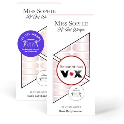 Miss Sophie Original UV 2er Set I Nagelaufkleber in Nude Babyboomer UV & Rose Babyboomer UV I Selbstklebende UV Nagelfolien I Kein Absplittern I Langer Halt I Schnelle & einfache Anwendung Miss Sophie Original UV 2er Set I Nagelaufkleber in Nude Babyboomer UV & Rose Babyboomer UV I Selbstklebende UV Nagelfolien I Kein Absplittern I Langer Halt I Schnelle & einfache Anwendung