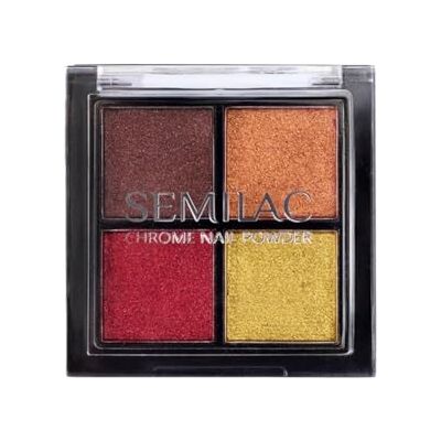 Semilac Nail Art Chrom Pulver Palette 02 – 4 Metallic-Pigmente Braun, Rot, Gold & Orange für Chrome-, Spiegel- & Glow-Effekt Semilac Nail Art Chrom Pulver Palette 02 – 4 Metallic-Pigmente Braun, Rot, Gold & Orange für Chrome-, Spiegel- & Glow-Effekt