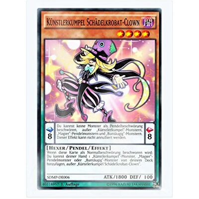 Yu-Gi-Oh! SDMP-DE006 Künstlerkumpel Schädelkrobat-Clown 1. Auflage im Set mit original Gwindi Kartenschutzhülle Yu-Gi-Oh! SDMP-DE006 Künstlerkumpel Schädelkrobat-Clown 1. Auflage im Set mit original Gwindi Kartenschutzhülle