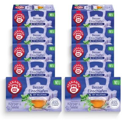 TEEKANNE Besser Einschlafen Kräutertee mit Melatonin, 10 Packungen x 18 Beutel (10x 30,6g) TEEKANNE Besser Einschlafen Kräutertee mit Melatonin, 10 Packungen x 18 Beutel (10x 30,6g)