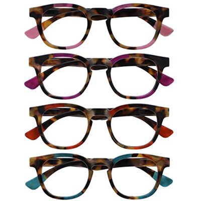 OPULIZE Ava Lesebrille 4er Pack Schmeichelhaft Abgerundet Rahmen Federscharniere Kratzfest Rosa Lila Rot Türkis Herren Damen RRRR62-45ZQ +2.00 OPULIZE Ava Lesebrille 4er Pack Schmeichelhaft Abgerundet Rahmen Federscharniere Kratzfest Rosa Lila Rot Türkis Herren Damen RRRR62-45ZQ +2.00
