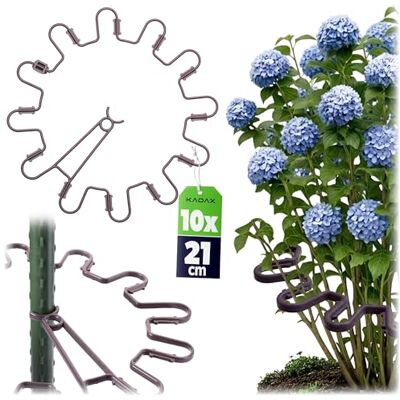 KADAX Staudenhalter Rund Ø 21 cm im 10er Set, Pflanzenhalter aus Kunststoff, Pflanzenstütze, Staudenstütze für Hortensien & Pfingstrosen, Hortensienhalter, Pflanzring (Braun) KADAX Staudenhalter Rund Ø 21 cm im 10er Set, Pflanzenhalter aus Kunststoff, Pflanzenstütze, Staudenstütze für Hortensien & Pfingstrosen, Hortensienhalter, Pflanzring (Braun)