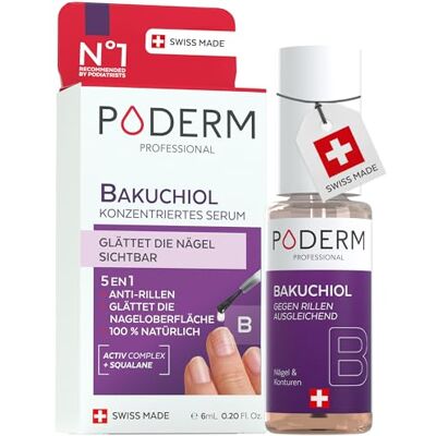 PODERM 5 in 1 Nagel Booster Serum Bakuchiol Nährt und Stärkt die Gerillter Nägel 6 ML Hydratisierende & Vereinheitlichende Pflege 100% Natürlich Entwickelt von einem Podologen in Schweiz PODERM 5 in 1 Nagel Booster Serum Bakuchiol Nährt und Stärkt die Gerillter Nägel 6 ML Hydratisierende & Vereinheitlichende Pflege 100% Natürlich Entwickelt von einem Podologen in Schweiz