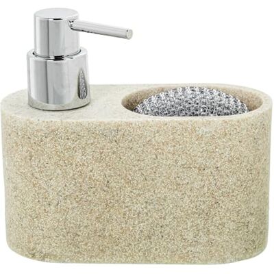 DRW Schwammspender aus Polyresin, Beige, 15 x 6,5 x 13 cm DRW Schwammspender aus Polyresin, Beige, 15 x 6,5 x 13 cm