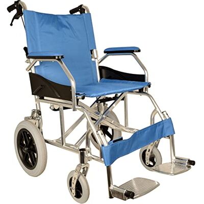 GIMA Rollstuhl aus Aluminium Queen, hellblauer Stoff, Struktur mit doppeltem Kreuzung, leichtgewichtig, 43250 GIMA Rollstuhl aus Aluminium Queen, hellblauer Stoff, Struktur mit doppeltem Kreuzung, leichtgewichtig, 43250