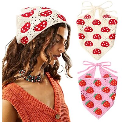 DRESHOW 2 Stück Damen Boho Stirnbänder Dreieck Kopftücher Bandanas Turban Krawatte Haarbänder Elastisches Haarschal für Damen und Mädchen DRESHOW 2 Stück Damen Boho Stirnbänder Dreieck Kopftücher Bandanas Turban Krawatte Haarbänder Elastisches Haarschal für Damen und Mädchen
