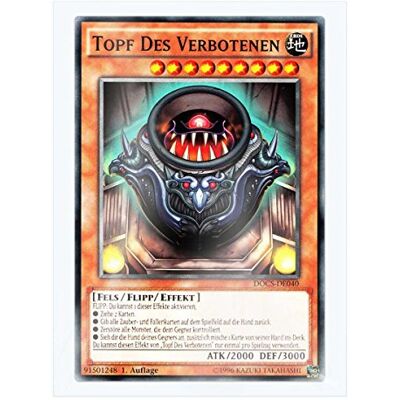 Yu-Gi-Oh! DOCS-DE040 Topf Des Verbotenen 1. Auflage im Set mit original Gwindi Kartenschutzhülle Yu-Gi-Oh! DOCS-DE040 Topf Des Verbotenen 1. Auflage im Set mit original Gwindi Kartenschutzhülle