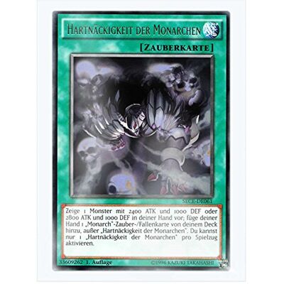 Yu-Gi-Oh! SECE-DE061 Hartnäckigkeit der Monarchen 1. Auflage im Set mit original Gwindi Kartenschutzhülle Yu-Gi-Oh! SECE-DE061 Hartnäckigkeit der Monarchen 1. Auflage im Set mit original Gwindi Kartenschutzhülle