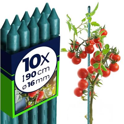 KADAX Pflanzstäbe 90 cm x 16 mm, 10er Set – Beschichteter Stahl Rankstab, Pflanzenstütze & Tomatenstäbe für Garten, Wetterfest & Stabil KADAX Pflanzstäbe 90 cm x 16 mm, 10er Set – Beschichteter Stahl Rankstab, Pflanzenstütze & Tomatenstäbe für Garten, Wetterfest & Stabil