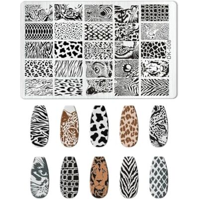 Fituenly Nagelstempelplatte Modischem Tiermuster (Leopard) – Stempelvorlage Zum Drucken Eines Bildes – Nagelkunst-stempelschaber – Nagelwerkzeug Fituenly Nagelstempelplatte Modischem Tiermuster (Leopard) – Stempelvorlage Zum Drucken Eines Bildes – Nagelkunst-stempelschaber – Nagelwerkzeug