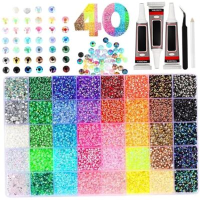 Riouwal Bedazzling Kit mit Kleber, Bedazzling mit 32000 Stück gemischten Farben Harz-Strasssteine, 3 Tuben mit 10 ml Kleber, Pinzette und Pickup-Stift für DIY-Nagelkunst, Kleidung, Handy-Hüllen-Dekoration Riouwal Bedazzling Kit mit Kleber, Bedazzling mit 32000 Stück gemischten Farben Harz-Strasssteine, 3 Tuben mit 10 ml Kleber, Pinzette und Pickup-Stift für DIY-Nagelkunst, Kleidung, Handy-Hüllen-Dekoration