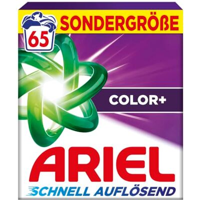 Ariel Pulverwaschmittel Color+, 65 Wäschen Mit Fleck-Weg-Power beim 1. Waschen, schnell löslich und selbst in kaltem Wasser wirksam. Ariel Pulverwaschmittel Color+, 65 Wäschen Mit Fleck-Weg-Power beim 1. Waschen, schnell löslich und selbst in kaltem Wasser wirksam.