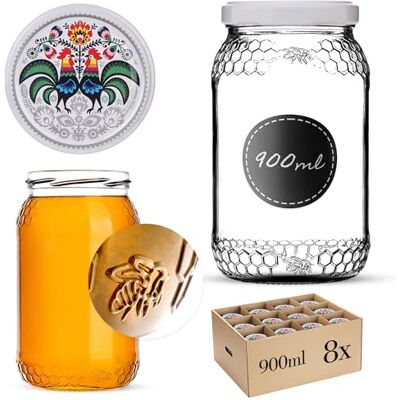 KADAX 8er Set Einmachgläser 900ml TO82 Hähne, Große Sturzgläser mit Schraubdeckel, Einkochgläser Fermentierglas für Gurken, Gemüse, Sauerteig KADAX 8er Set Einmachgläser 900ml TO82 Hähne, Große Sturzgläser mit Schraubdeckel, Einkochgläser Fermentierglas für Gurken, Gemüse, Sauerteig