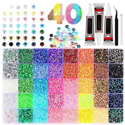 Grtheenumb bedazzled kits Bedazzling Kit mit Kleber, Bedazzle mit 32.000 Stück gemischten Harz-Strasssteinen, 3 Tuben mit 10-ml-Kleber, Pinzette und Aufnahmestift für DIY-Nagelkunst, Kleidung, Handyhüllendekora Grtheenumb bedazzled kits Bedazzling Kit mit Kleber, Bedazzle mit 32.000 Stück gemischten Harz-Strasssteinen, 3 Tuben mit 10-ml-Kleber, Pinzette und Aufnahmestift für DIY-Nagelkunst, Kleidung, Handyhüllendekora