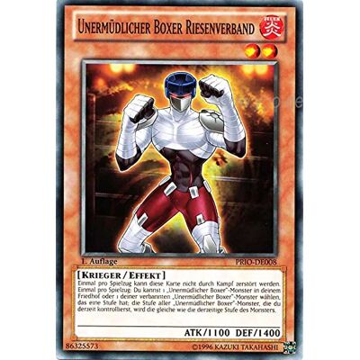 Yu-Gi-Oh! PRIO-DE008 Unermüdlicher Boxer Riesenverband 1. Auflage im Set mit original Gwindi Kartenschutzhülle Yu-Gi-Oh! PRIO-DE008 Unermüdlicher Boxer Riesenverband 1. Auflage im Set mit original Gwindi Kartenschutzhülle