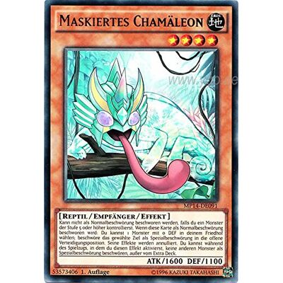 Yu-Gi-Oh! MP14-DE091 Maskiertes Chamäleon 1. Auflage im Set mit original Gwindi Kartenschutzhülle Yu-Gi-Oh! MP14-DE091 Maskiertes Chamäleon 1. Auflage im Set mit original Gwindi Kartenschutzhülle