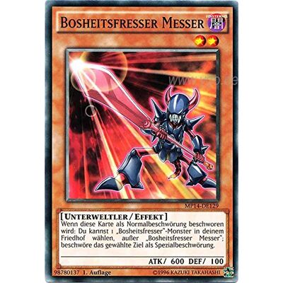 Yu-Gi-Oh! MP14-DE129 Bosheitsfresser Messer 1. Auflage im Set mit original Gwindi Kartenschutzhülle Yu-Gi-Oh! MP14-DE129 Bosheitsfresser Messer 1. Auflage im Set mit original Gwindi Kartenschutzhülle