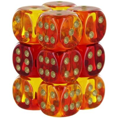 Chessex Gemini® 16mm d6 Translucent Red-Yellow/gold Dice Block™ (12 dice) Chessex Gemini® 16mm d6 Translucent Red-Yellow/gold Dice Block™ (12 dice)