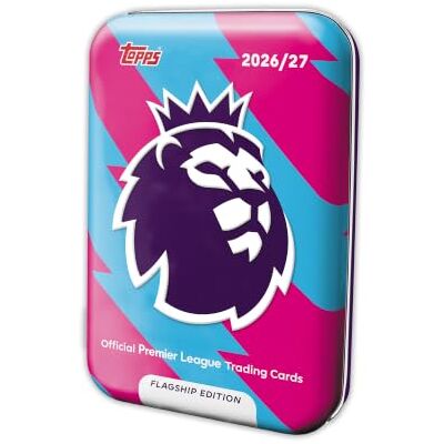 Topps Flagship Premier League 2026/27 Trading Cards Mega Tin 1 Jede Mega Tin enthält 40 Karten, darunter 2 On-Fire-Karten sowie 2 exklusive Pink-Voltage-Parallels! Topps Flagship Premier League 2026/27 Trading Cards Mega Tin 1 Jede Mega Tin enthält 40 Karten, darunter 2 On-Fire-Karten sowie 2 exklusive Pink-Voltage-Parallels!