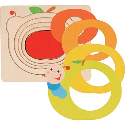 goki 57403 Puzzle aus Holz, 5 Schichten, Motiv Wurm im Apfel, Mehrfarbig, 12,3 x 10,5 x 1,8 cm goki 57403 Puzzle aus Holz, 5 Schichten, Motiv Wurm im Apfel, Mehrfarbig, 12,3 x 10,5 x 1,8 cm