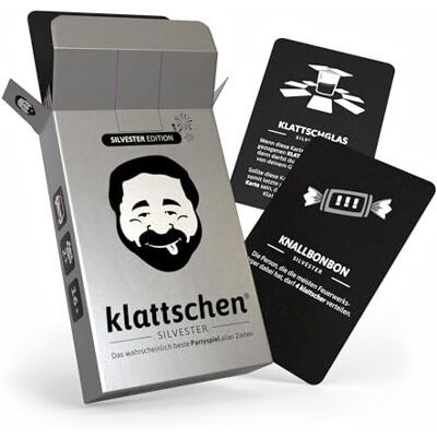 DENKRIESEN klattschen Silvester Edition Partyspiel ab 16 Jahren Kartenspiel für 2+ Spieler, ideal für Silvester, Feiern und legendäre Trinkspielabende. DENKRIESEN klattschen Silvester Edition Partyspiel ab 16 Jahren Kartenspiel für 2+ Spieler, ideal für Silvester, Feiern und legendäre Trinkspielabende.