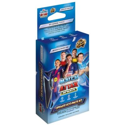 Topps UCC Match Attax 2025/26 Update Eco Pack #2 Star Ballers enthält 41 Cards, darunter 16 Exklusive Star-Baller-Cards und eine Supreme Talent LE Topps UCC Match Attax 2025/26 Update Eco Pack #2 Star Ballers enthält 41 Cards, darunter 16 Exklusive Star-Baller-Cards und eine Supreme Talent LE