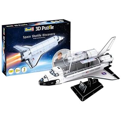 Revell 3D Puzzle Space Shuttle Discovery I Für Raumfahrt-Enthusiasten I 126 Teile für Kinder, Erwachsene, Jungen und Mädchen ab 8+ Jahren I inkl. Ständer I Bauspaß und Geschenkidee I 49 cm Lang Revell 3D Puzzle Space Shuttle Discovery I Für Raumfahrt-Enthusiasten I 126 Teile für Kinder, Erwachsene, Jungen und Mädchen ab 8+ Jahren I inkl. Ständer I Bauspaß und Geschenkidee I 49 cm Lang