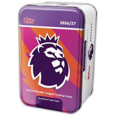 Topps Flagship Premier League 2026/27 Trading Cards Super Tin 1 Jede Super Tin enthält 50 Karten, darunter 3 On-Fire-Karten und 2 exklusive Blue-Voltage-Parallels! Topps Flagship Premier League 2026/27 Trading Cards Super Tin 1 Jede Super Tin enthält 50 Karten, darunter 3 On-Fire-Karten und 2 exklusive Blue-Voltage-Parallels!