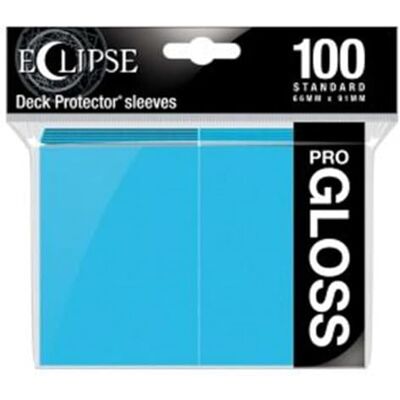 Ultra Pro Eclipse Gloss Kartenhüllen – Himmelblau – Standardgröße 66 x 91 mm – 100 Stück – Glänzende Deck Protector Sleeves – Vollständig blickdicht & turniertauglich Ultra Pro Eclipse Gloss Kartenhüllen – Himmelblau – Standardgröße 66 x 91 mm – 100 Stück – Glänzende Deck Protector Sleeves – Vollständig blickdicht & turniertauglich