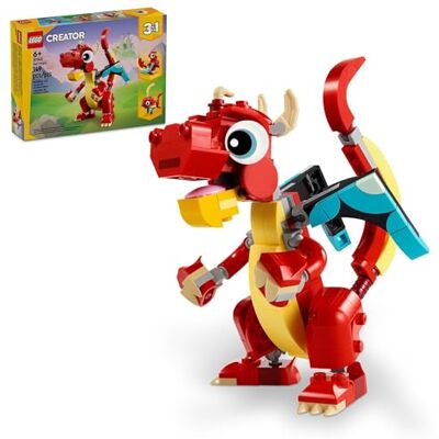 Lego Creator 3 in 1 Roter Drache Spielzeug, Verwandelt sich vom Drachenspielzeug zum Fischspielzeug zu Phönix-Spielzeug, Geschenkidee für Jungen und Mädchen ab 6 Jahren, Tierspielzeug-Set für Kinder, Lego Creator 3 in 1 Roter Drache Spielzeug, Verwandelt sich vom Drachenspielzeug zum Fischspielzeug zu Phönix-Spielzeug, Geschenkidee für Jungen und Mädchen ab 6 Jahren, Tierspielzeug-Set für Kinder,