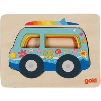 goki 57304 – Schichtenpuzzle Van – 5-lagiges Puzzle für Kleinkinder aus Holz mit hippen Fahrzeugmotiven goki 57304 – Schichtenpuzzle Van – 5-lagiges Puzzle für Kleinkinder aus Holz mit hippen Fahrzeugmotiven