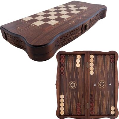 ART , Handgefertigtes Hochwertiges Backgammon Spiel aus Holz, Tavla, 100% Holz, Deluxe Edition, TricTrac, 52 x 24 cm ART , Handgefertigtes Hochwertiges Backgammon Spiel aus Holz, Tavla, 100% Holz, Deluxe Edition, TricTrac, 52 x 24 cm