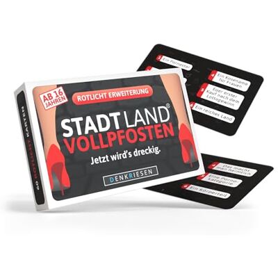 DENKRIESEN Stadt Land VOLLPFOSTEN Das Brettspiel Rotlicht Erweiterung 354 neue Rotlicht-Kategorien erweitern das Brettspiel für Erwachsene und sorgen für noch mehr abwechslungsreichen Spielspaß. DENKRIESEN Stadt Land VOLLPFOSTEN Das Brettspiel Rotlicht Erweiterung 354 neue Rotlicht-Kategorien erweitern das Brettspiel für Erwachsene und sorgen für noch mehr abwechslungsreichen Spielspaß.