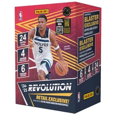Panini 2024-25 Revolution, NBA-Basketball-Blaster-Box, offizielle NBA-Sammelkarten, enthält Blaster-Exklusive Parallelen, Einsätze und Rookie-Karten Retail Edition Panini 2024-25 Revolution, NBA-Basketball-Blaster-Box, offizielle NBA-Sammelkarten, enthält Blaster-Exklusive Parallelen, Einsätze und Rookie-Karten Retail Edition