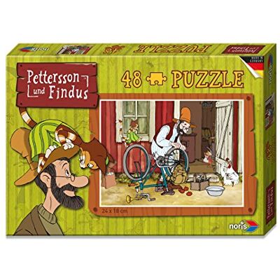 noris 606031343 Pettersson Findus Fahrrad Puzzle, 48-teilig noris 606031343 Pettersson Findus Fahrrad Puzzle, 48-teilig