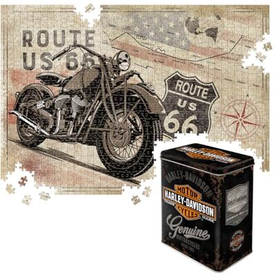 ART Retro Puzzle 1000 Teile, 68 x 48 cm, Route 66 – Bike Map H-D Genuine – Geschenk-Idee für Amerika-Fans, für Erwachsene, in Vintage-Metalldose als Geschenkverpackung ART Retro Puzzle 1000 Teile, 68 x 48 cm, Route 66 – Bike Map H-D Genuine – Geschenk-Idee für Amerika-Fans, für Erwachsene, in Vintage-Metalldose als Geschenkverpackung