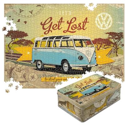 ART Retro Puzzle 1000 Teile, 68 x 48 cm, VW Bulli – Let's Get Lost – Volkswagen Bus Geschenk-Idee, Original Lizenzprodukt (OLP), für Erwachsene, in Vintage-Metalldose als Geschenkverpackung ART Retro Puzzle 1000 Teile, 68 x 48 cm, VW Bulli – Let's Get Lost – Volkswagen Bus Geschenk-Idee, Original Lizenzprodukt (OLP), für Erwachsene, in Vintage-Metalldose als Geschenkverpackung