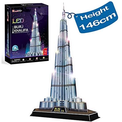 CubicFun 3D Puzzle LED Dubai Burj Khalifa, 136 Teile Modell Lichtarchitektur, Geschenk, Modellbausatz Erwachsene Kinder,Modellbau, Bausatz Erwachsene CubicFun 3D Puzzle LED Dubai Burj Khalifa, 136 Teile Modell Lichtarchitektur, Geschenk, Modellbausatz Erwachsene Kinder,Modellbau, Bausatz Erwachsene