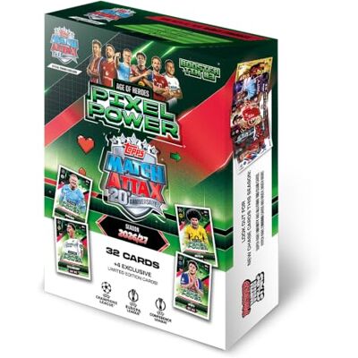 Topps Match Attax UCC 2026/27 Booster Tin 3 (Pixel Power) Jede Booster Tin enthält 36 Karten, darunter vier exklusive Age of Heroes Limited Edition-Karten. Topps Match Attax UCC 2026/27 Booster Tin 3 (Pixel Power) Jede Booster Tin enthält 36 Karten, darunter vier exklusive Age of Heroes Limited Edition-Karten.