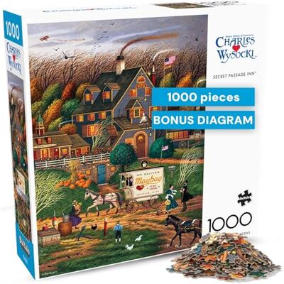 Buffalo Games Charles Wysocki Secret Passage Inn, 1000-teiliges Puzzle für Erwachsene, herausforderndes Puzzle, perfekt für Spieleabende, fertige Größe ist 26,75 x 19,75 cm Buffalo Games Charles Wysocki Secret Passage Inn, 1000-teiliges Puzzle für Erwachsene, herausforderndes Puzzle, perfekt für Spieleabende, fertige Größe ist 26,75 x 19,75 cm