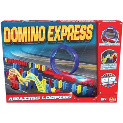 Goliath Domino Express Amazing Looping, Domino Spiel ab 6 Jahren mit Looping, Inklusive 88 Dominosteine, Geeignet als Geschenk für Jungen und Mädchen Goliath Domino Express Amazing Looping, Domino Spiel ab 6 Jahren mit Looping, Inklusive 88 Dominosteine, Geeignet als Geschenk für Jungen und Mädchen